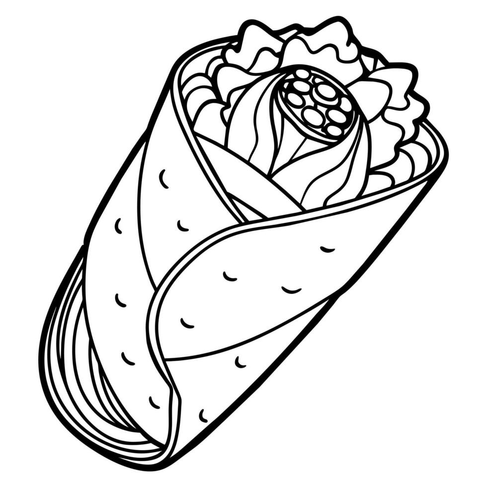 burrito digitaal schets kleur bladzijde illustratie vector