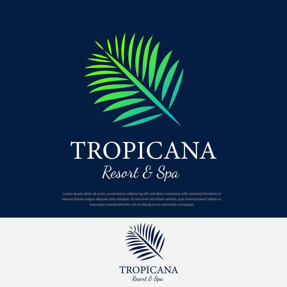 palmbladeren met tropicana-logo. resort en spa-logo, cosmetica, schoonheid vector