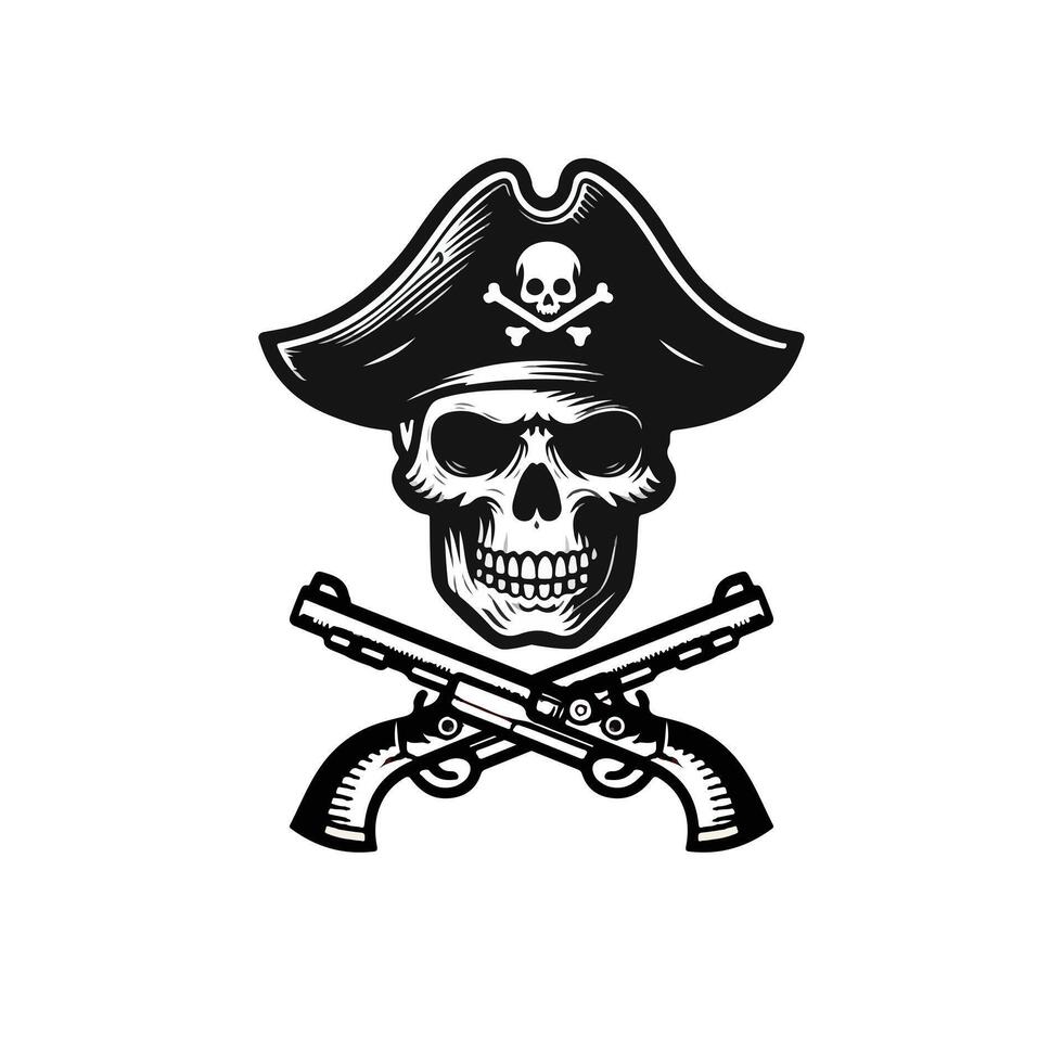 piraten schedel en geweren illustratie vector