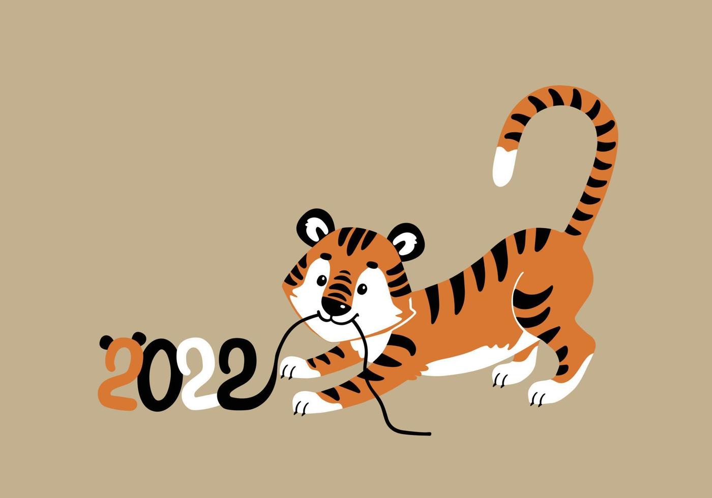 illustratie dier jonge tijger, symbool van het nieuwe jaar vector