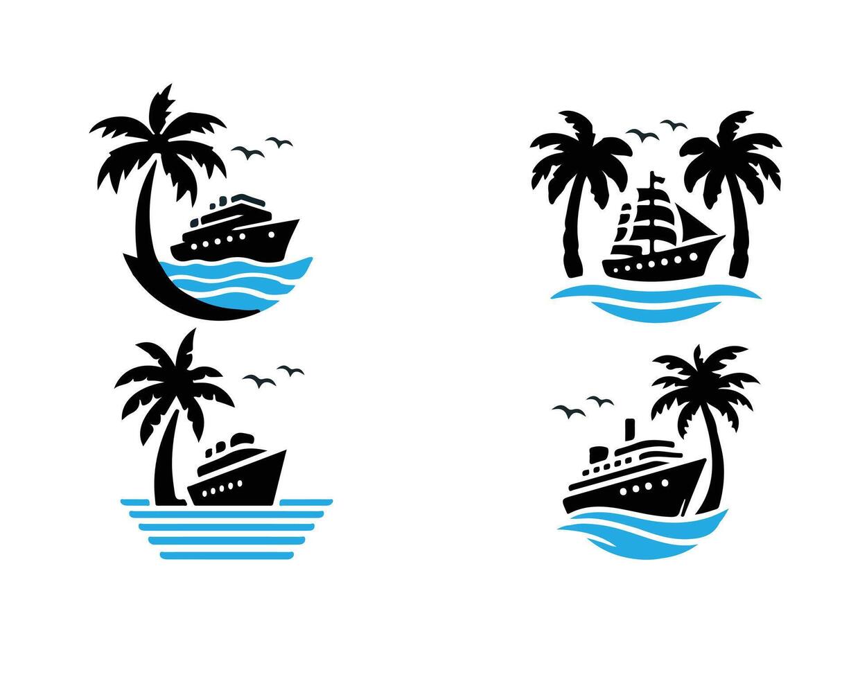 het zeilen schip logo reeks vector