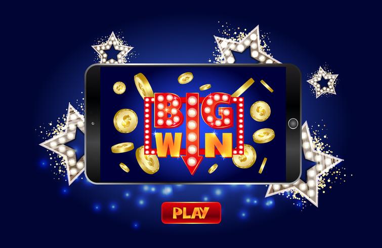 Online casino marketing banner, tik om knop af te spelen. vector