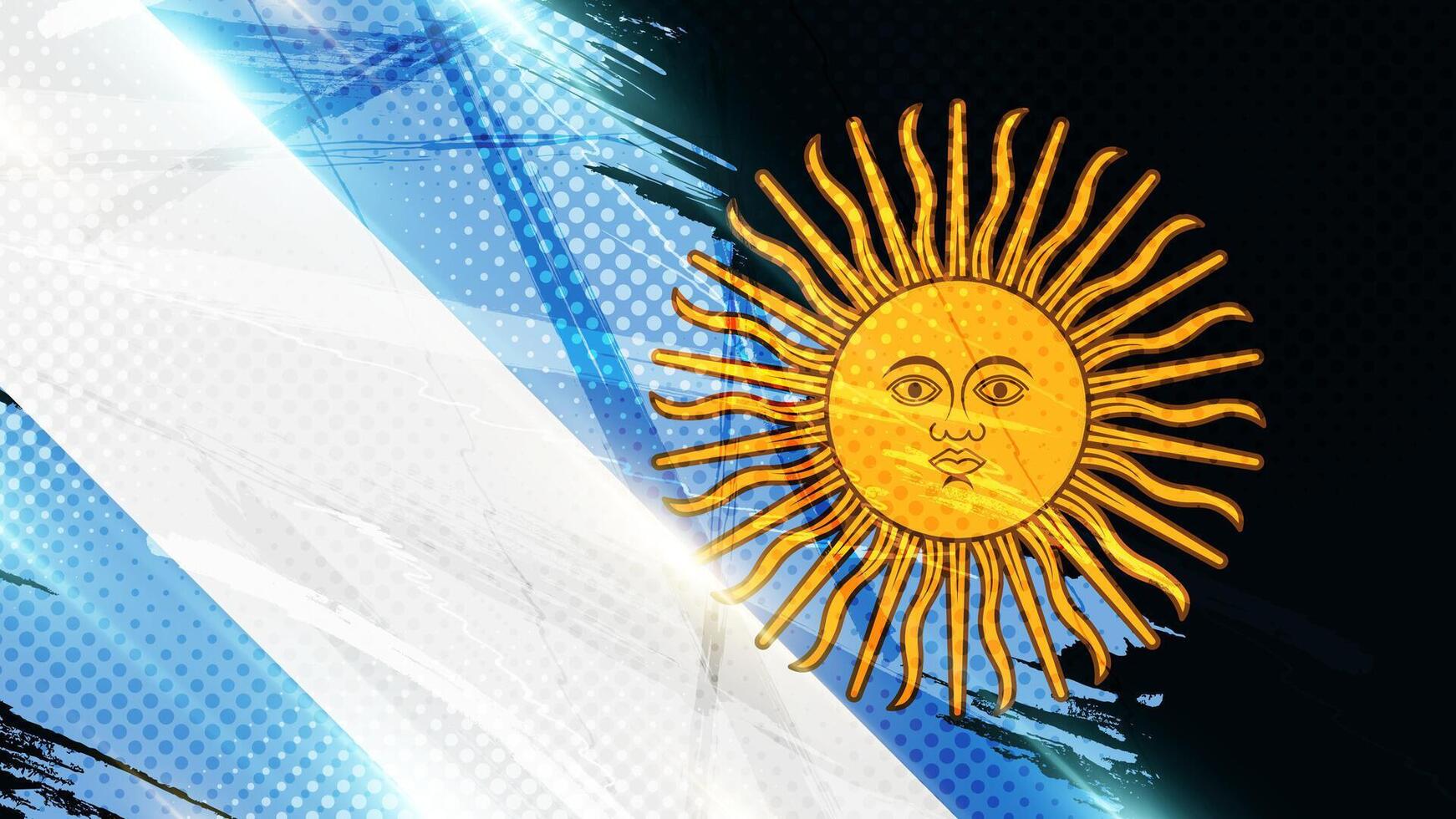 Argentinië vlag in grunge borstel verf stijl met halftone en gloeiend licht Effecten. Argentijns vlag in grunge concept vector