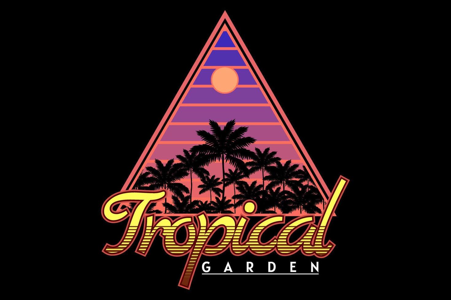 tropisch tuin retro silhouet ontwerp vector