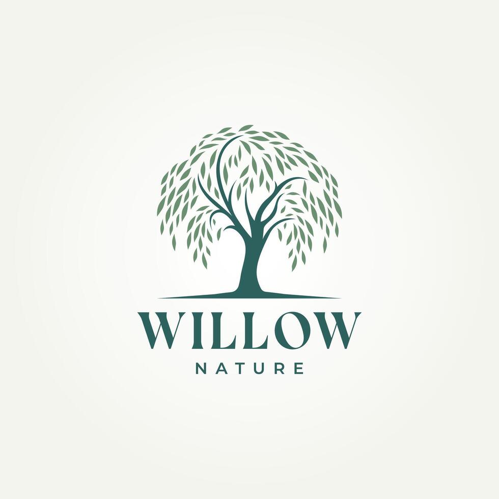 de wilg boom natuur icoon logo illustratie ontwerp. gemakkelijk modern natuurlijk harmonie en elegant gebladerte logo concept vector