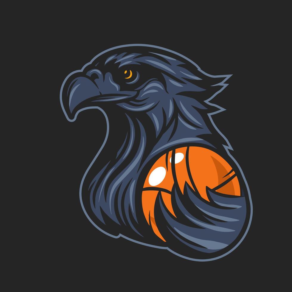 adelaar Holding een basketbal, basketbal club mascotte of logo vector