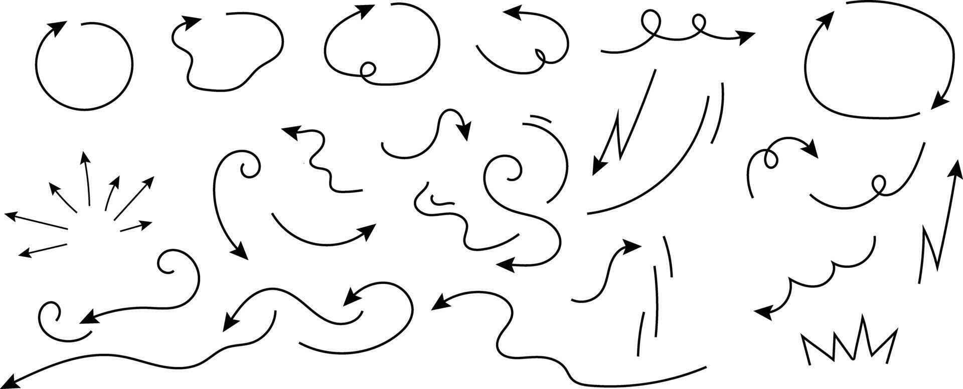lijnen pijl curves voor tekenfilm effect pictogrammen. illustratie. vector