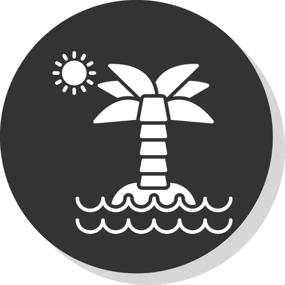 woestijn eiland glyph grijs cirkel icoon vector