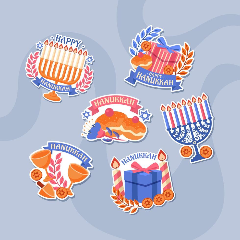 Chanoeka menora stickerpakket vector