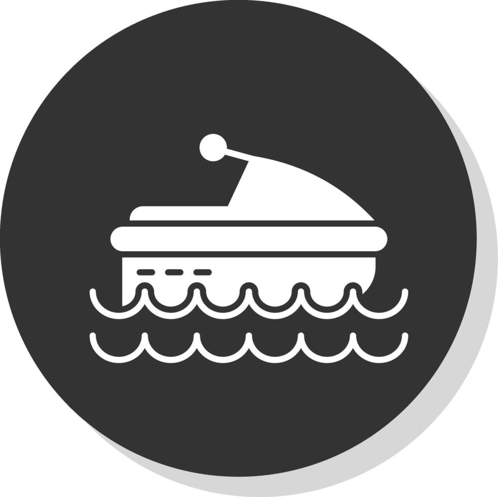 Jet ski glyph grijs cirkel icoon vector