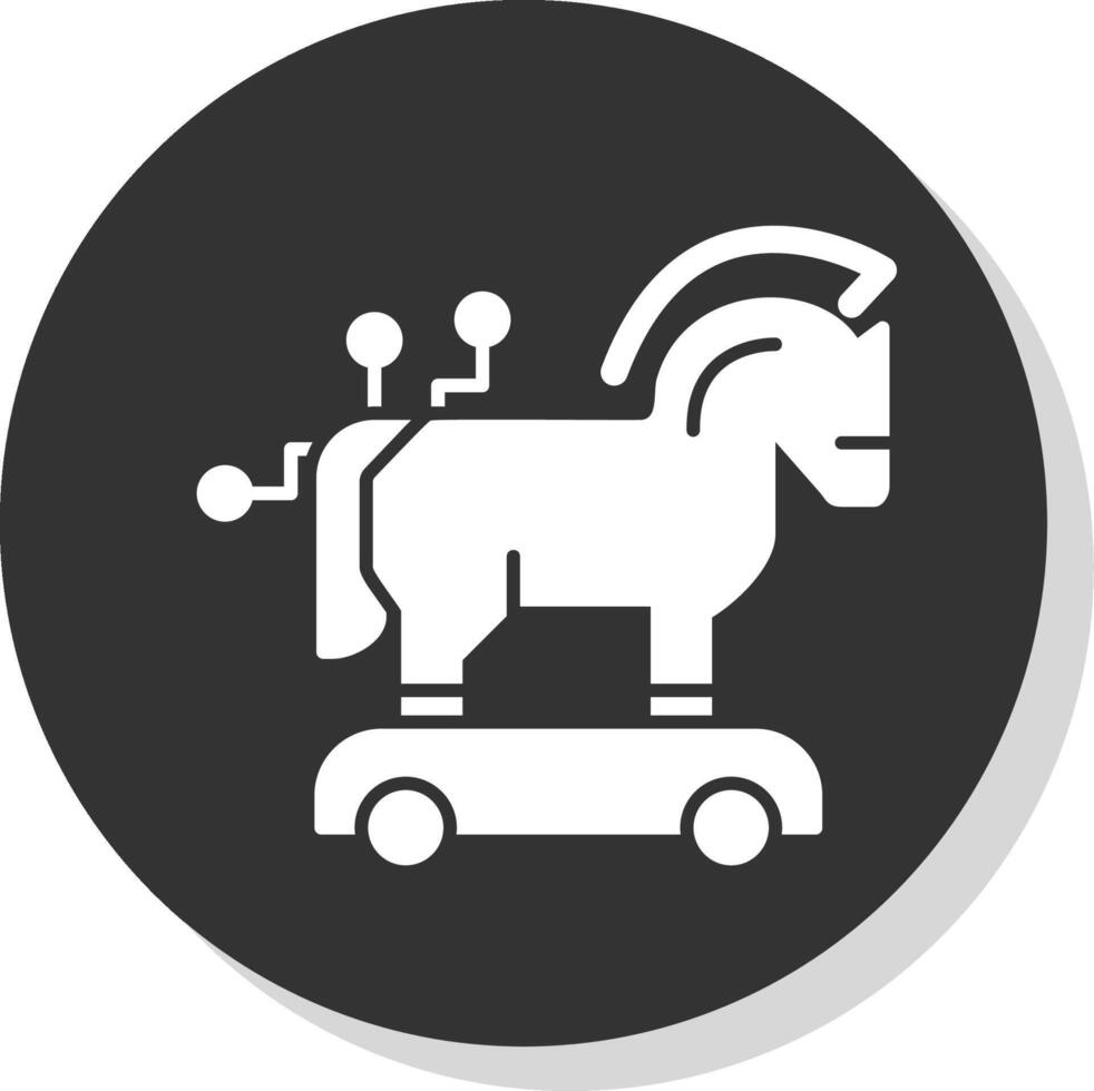trojan paard glyph grijs cirkel icoon vector