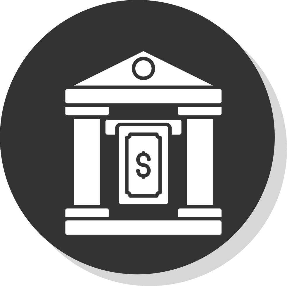 contant geld terugtrekken glyph grijs cirkel icoon vector