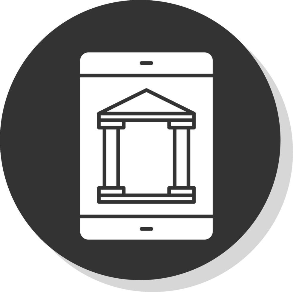 mobiel bank glyph grijs cirkel icoon vector