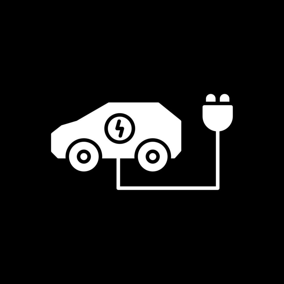 elektrische auto glyph omgekeerd pictogram vector