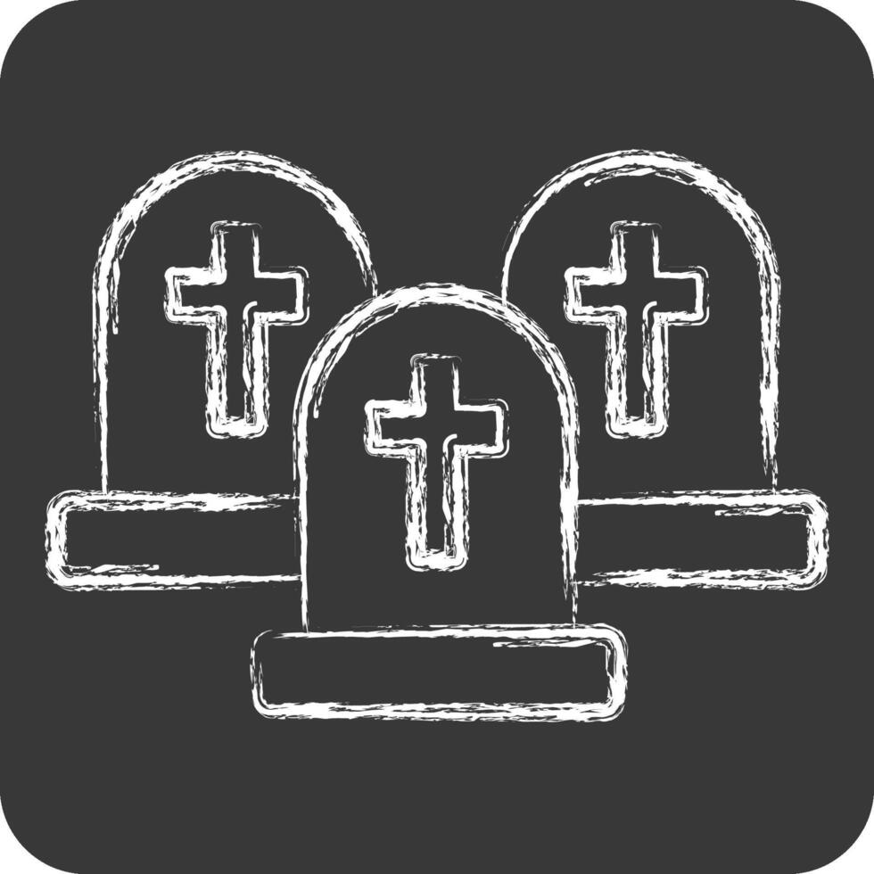 icoon begraafplaats. verwant naar halloween symbool. krijt stijl. gemakkelijk ontwerp illustratie vector