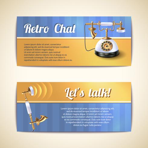 Antieke telefoons horizontale banners vector