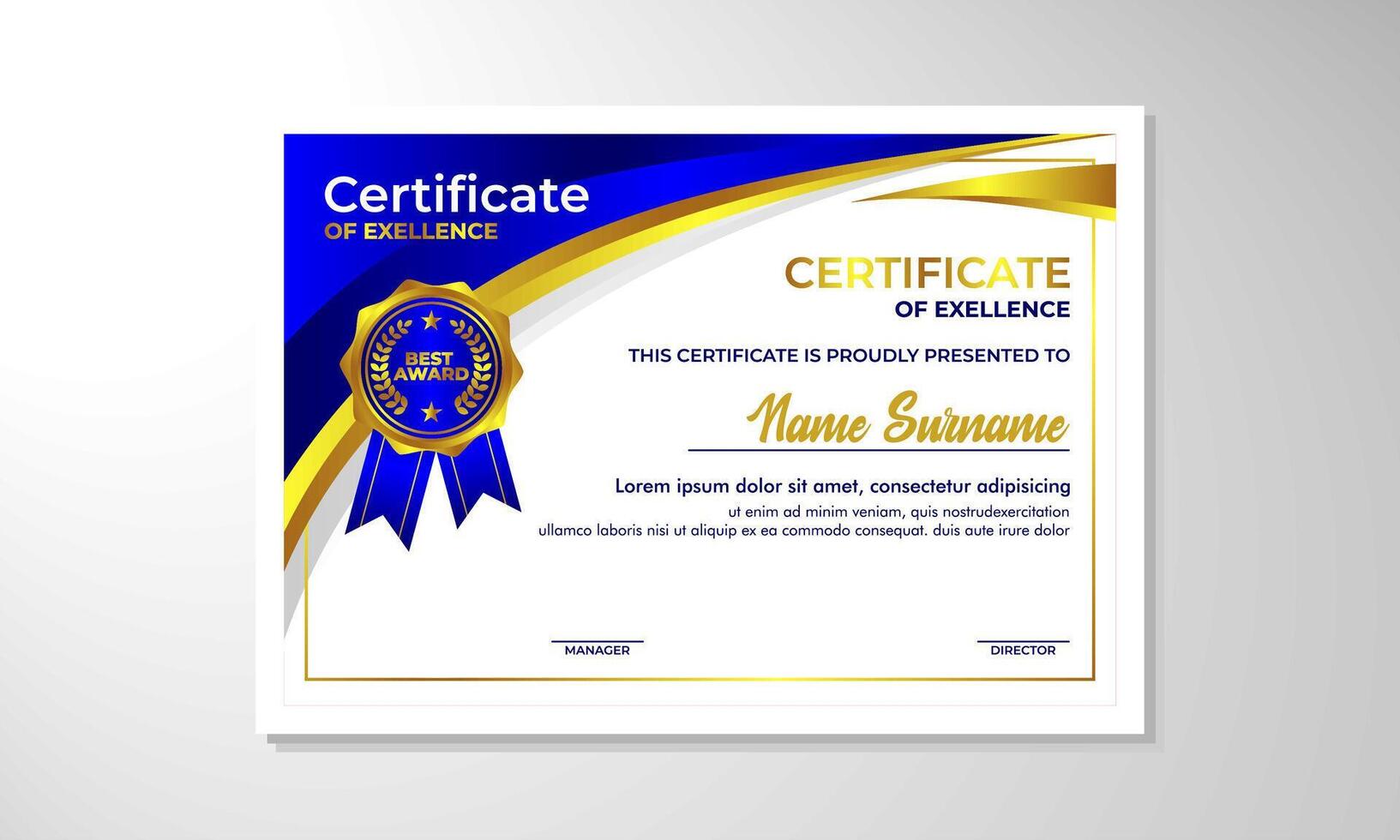 elegant helling certificaat ontwerp sjabloon vector