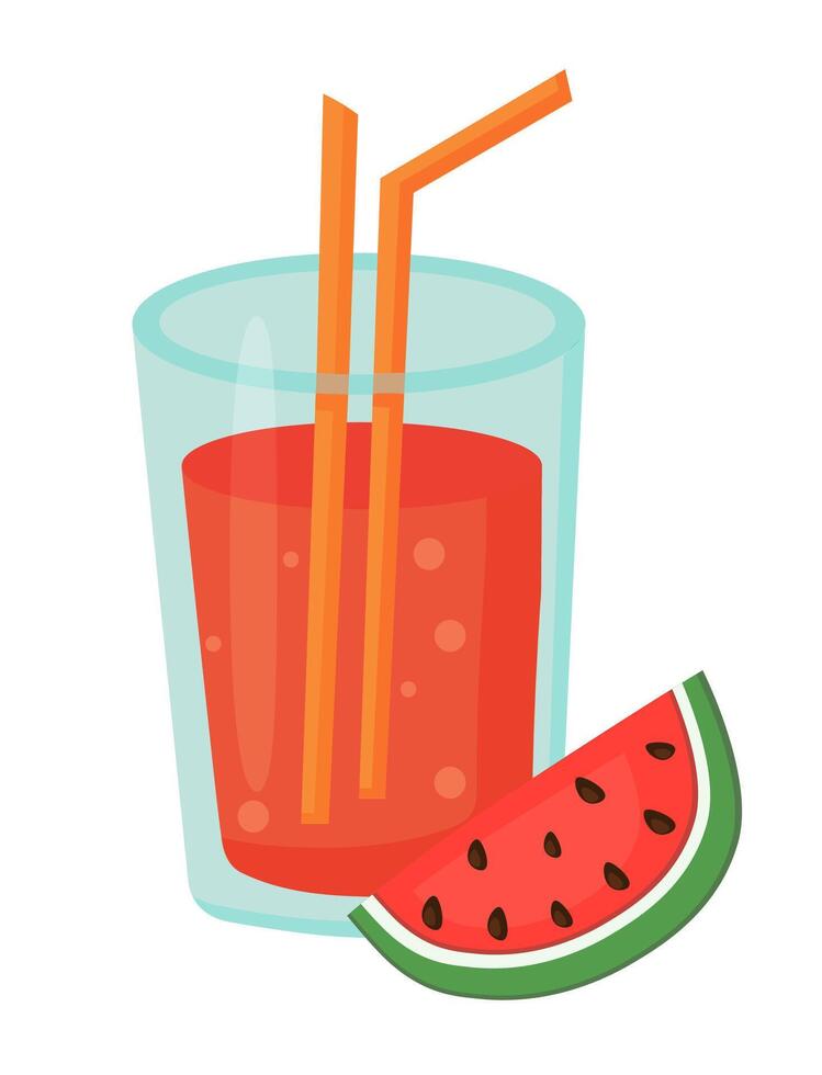 fruit cocktail in glas met rietje. vers watermeloen zomer drankje. illustratie. vector