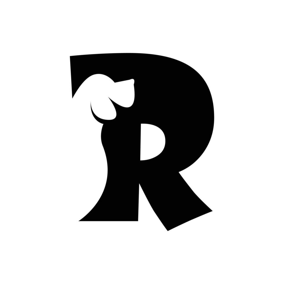 r brief met een negatief ruimte hond logo vector