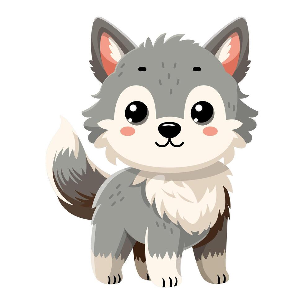 schattig weinig wolf vector