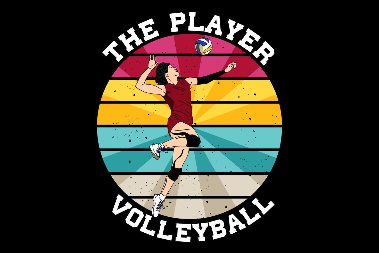 de speler volleybal design vintage retro vector