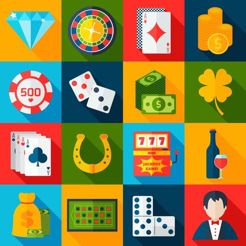 Casino plat pictogrammen vector