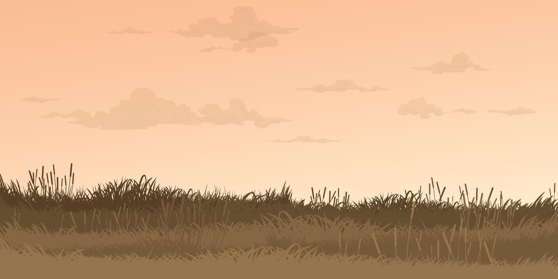 natuur landschap zonsondergang in herfst seizoen vlak ontwerp illustratie. pastel milieu concept sjabloon hebben blanco ruimte. vector