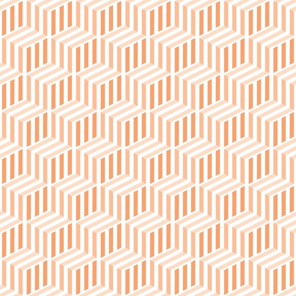 naadloos perzik dons kleur gestreept patroon meetkundig kubus achtergrond. vector