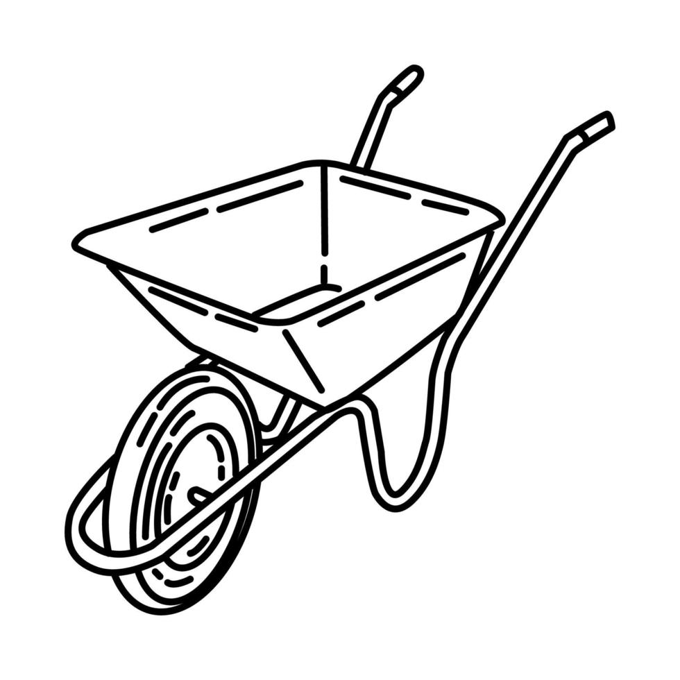 kruiwagen pictogram. doodle hand getrokken of schets pictogramstijl vector