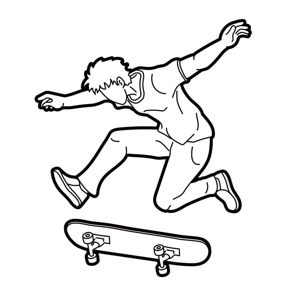 skateboard extreme sport overzicht vector