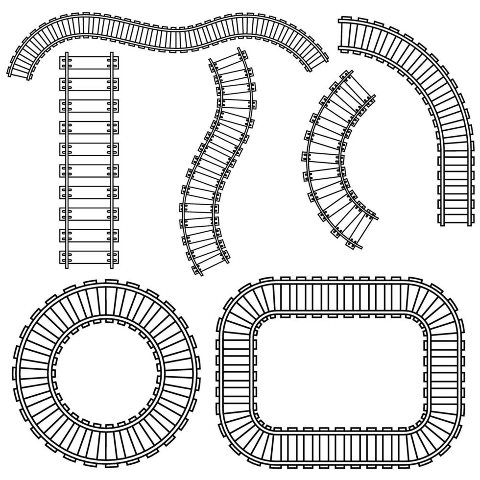 spoorwegen icoon set. rails illustratie teken verzameling. trein symbool. locomotief logo. vector