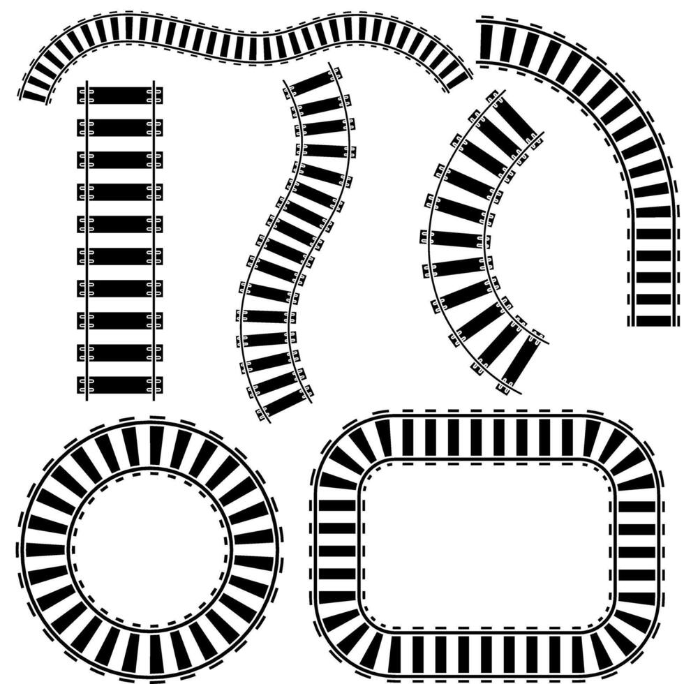 spoorwegen icoon set. rails illustratie teken verzameling. trein symbool. locomotief logo. vector