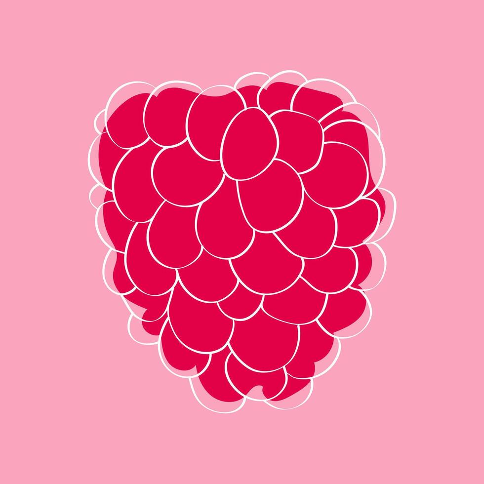 de tekening van frambozen in de vorm van een hart en roze achtergrond complementen de framboos kleur en creëert een gevoel van tederheid en romance vector