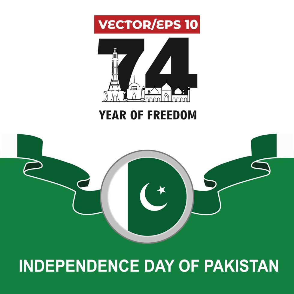 onafhankelijkheidsdag van pakistan, 74 jaar vrijheid vector