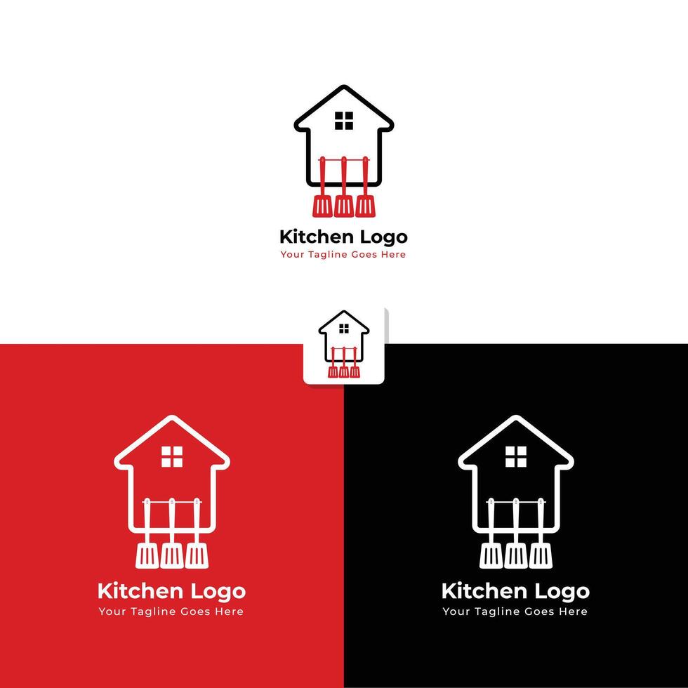 huis keuken logo met Koken werktuig spatel vector