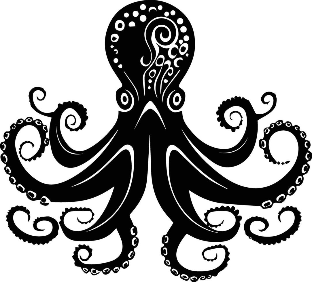 silhouet Octopus dier beeld vector