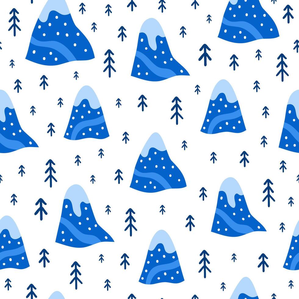 naadloos patroon met bergen en Spar bomen. vector