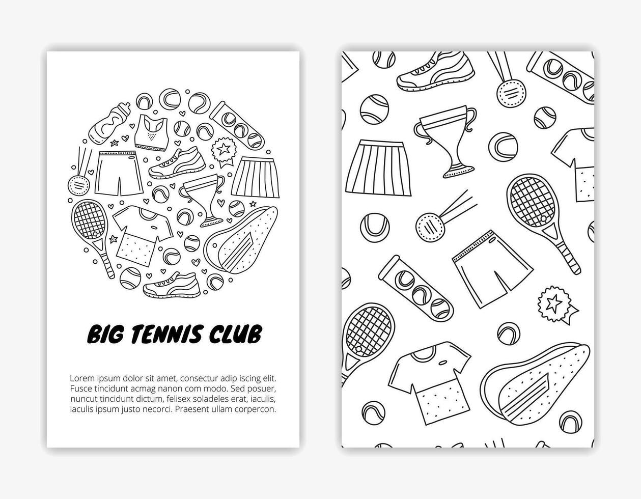 kaart Sjablonen met groot tennis en sport artikelen. vector