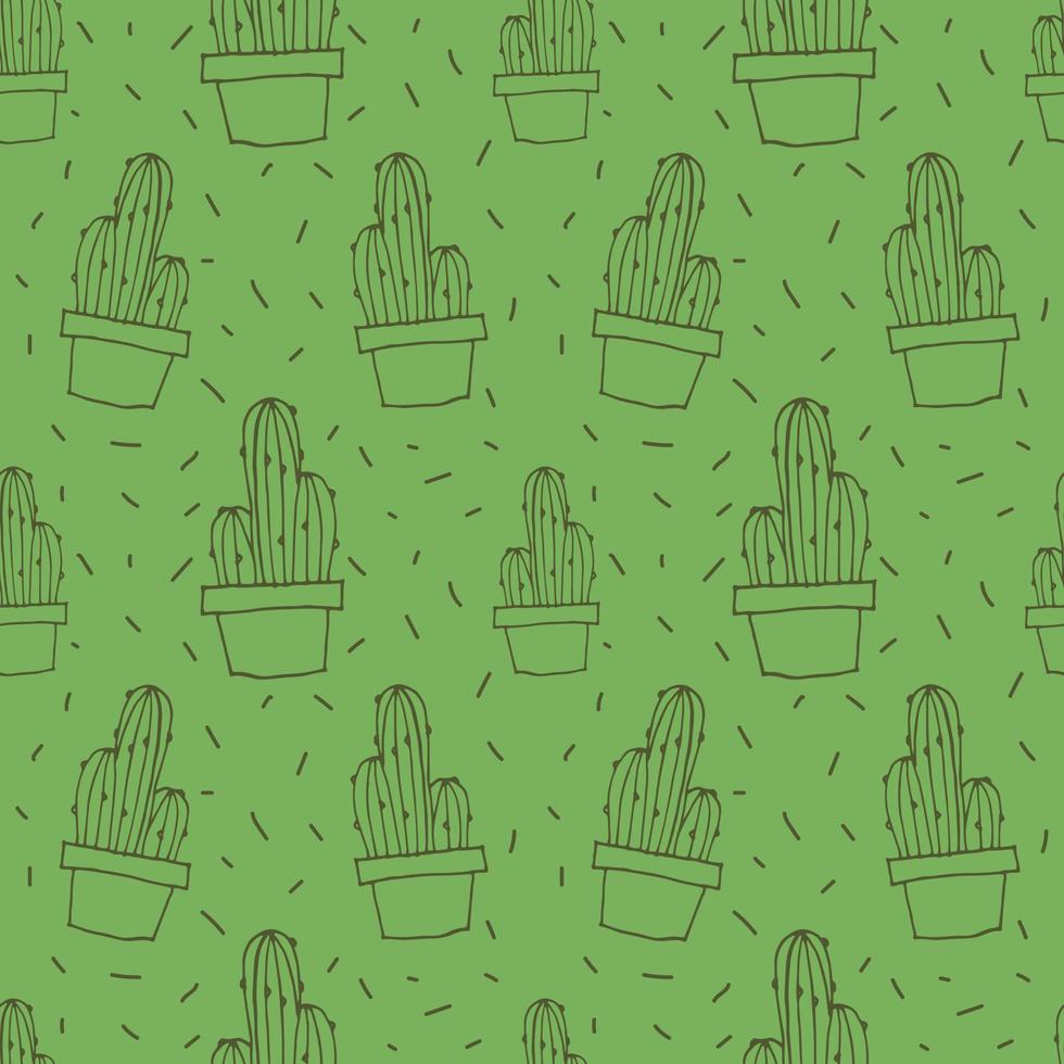 vectorillustratiesjabloon voor een ansichtkaart, visitekaartje of reclamebanner. voorraad illustratie. het patroon van cactussen. groene achtergrond. naadloze achtergrond. vectorillustratie. vector