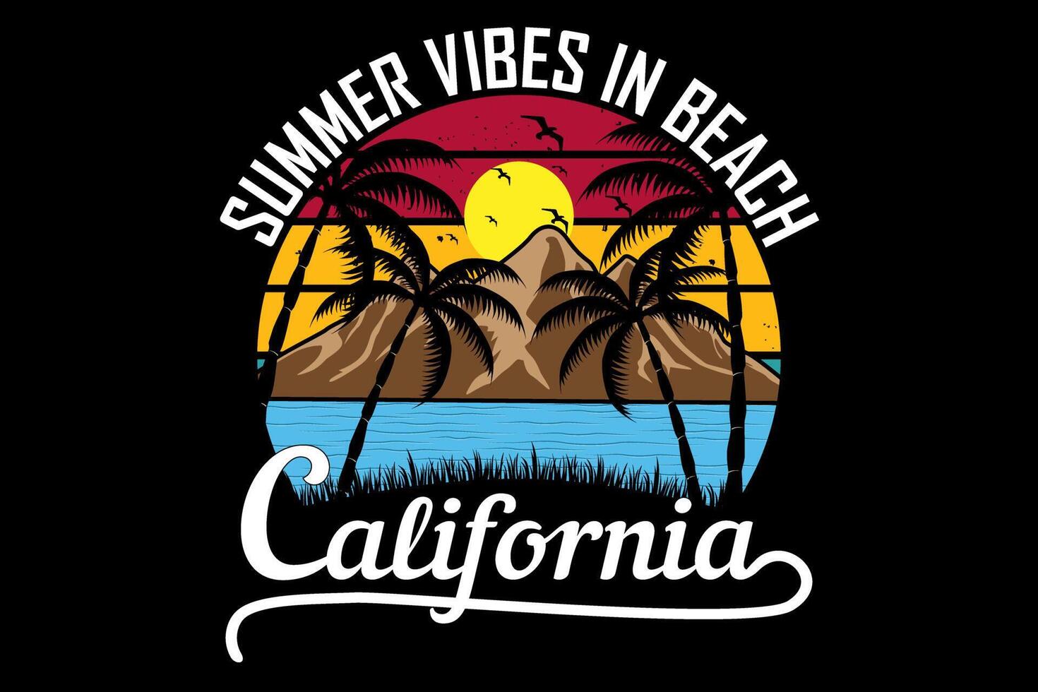 zomerse vibes in strand californië design vintage retro vector