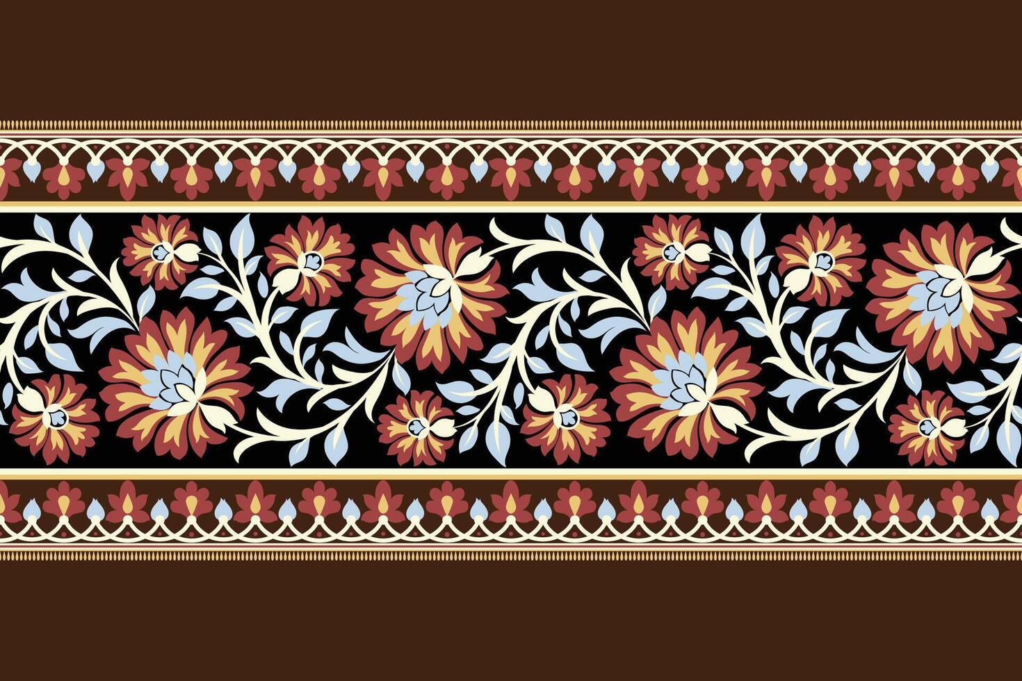 bloemen naadloos achtergrond meetkundig etnisch oosters ikat naadloos patroon traditioneel ontwerp voor achtergrond, tapijt, behang, kleding, inwikkeling, batik, stof, illustratie borduurwerk stijl. vector