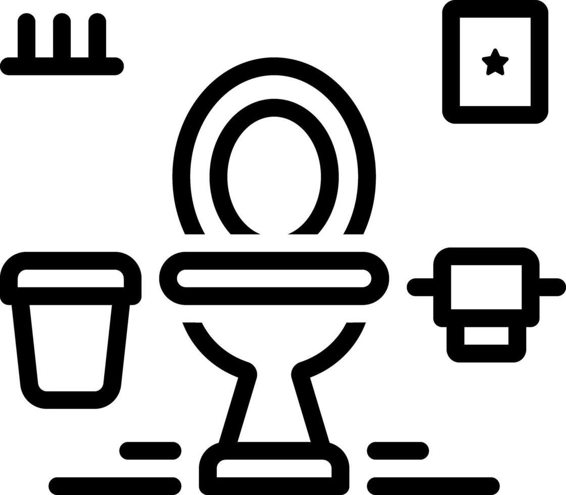 zwart lijn icoon voor toilet vector