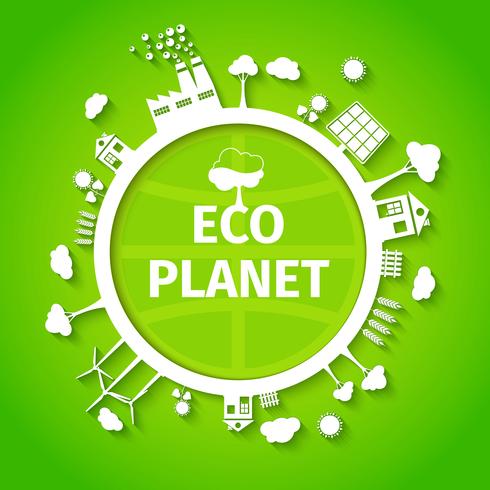 Eco planeet achtergrond poster vector