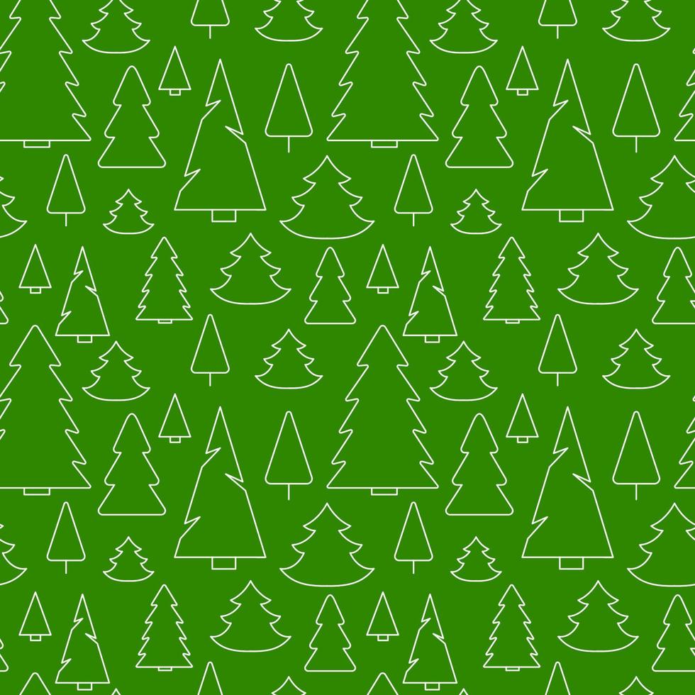 naadloos patroon van eenvoudige kerstbomen. eindeloze winter achtergrond. groene en witte vectorillustratie. vector
