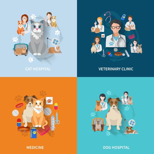 Veterinaire vlakke set vector