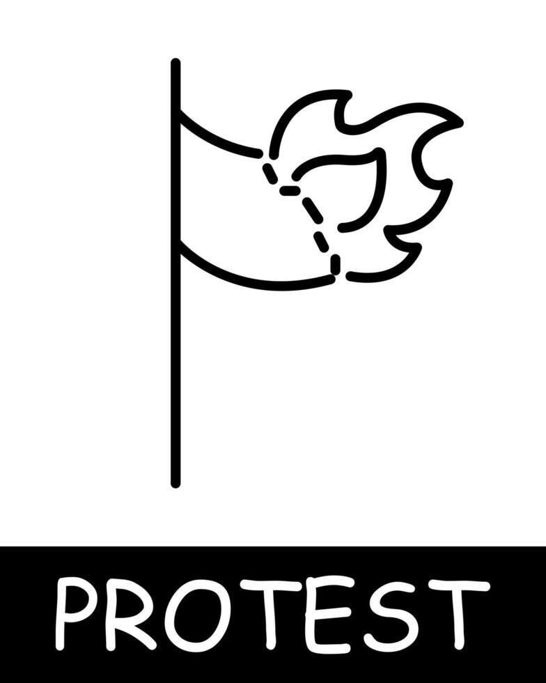 brandend vlag icoon. oorlog tegen stroom, manakel, onderdrukking, gevangenschap, strijd tegen de regime, opstand, protest. de concept van worstelen tegen onderdrukking en de strijd voor vrijheid. vector