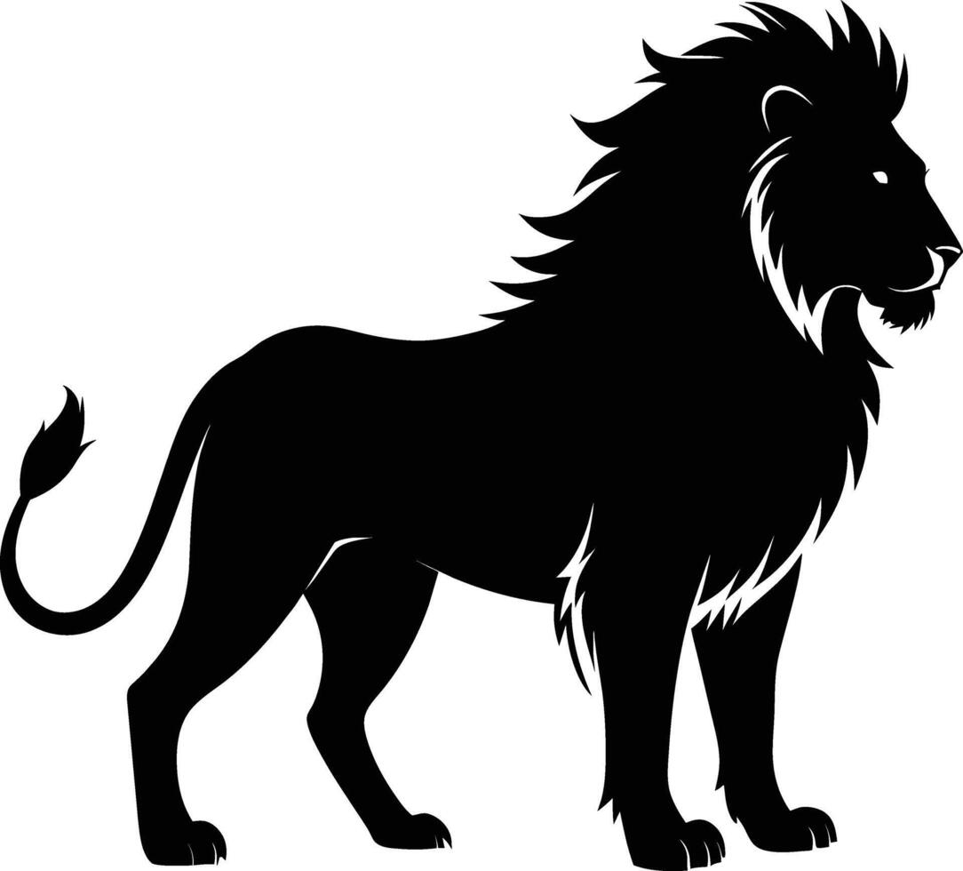een zwart en wit illustratie van een leeuw vector