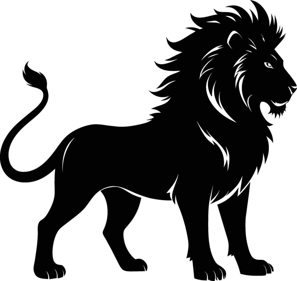 een zwart en wit illustratie van een leeuw vector