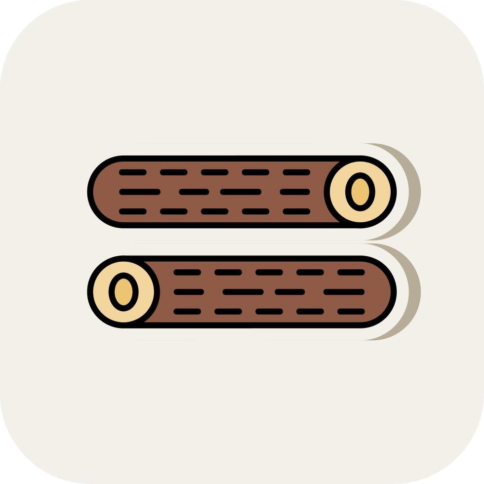 hout log lijn gevulde wit schaduw icoon vector