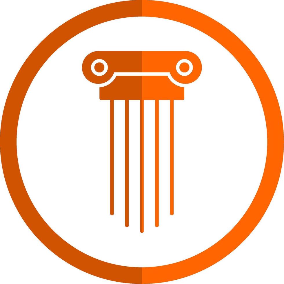 Grieks pijlers glyph oranje cirkel icoon vector